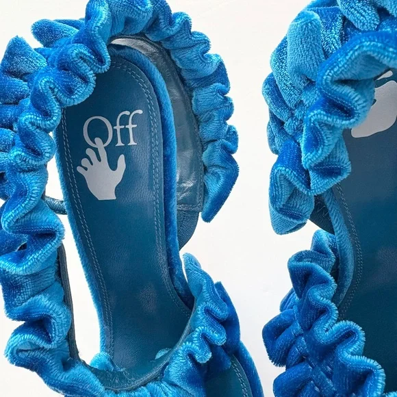 Off White allen curtain velvet ruffle sandals - Picture 9 of 13